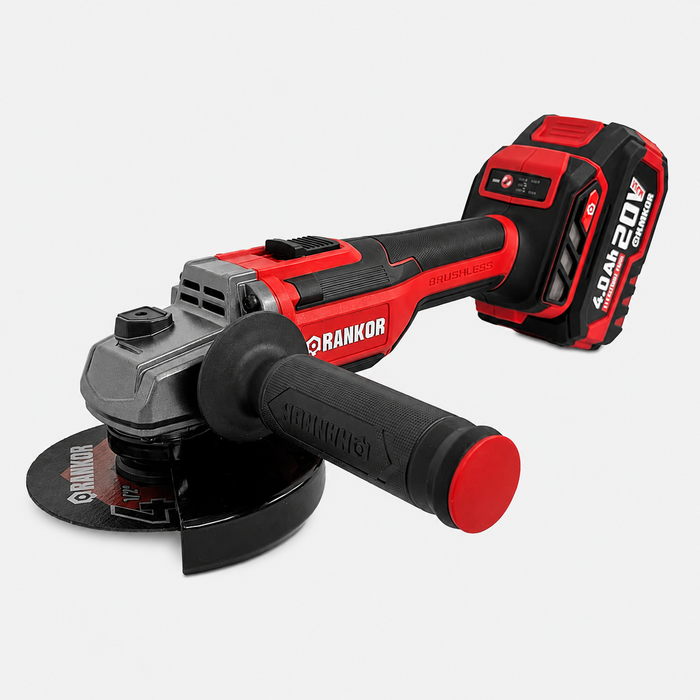 Esmeril Angular Inalámbrico Industrial Brushless 20V 5" - Rankor RLAG20001 + 2 Baterías 4.0Ah