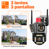LANTUN 839F 2 Wi Fi PTZ - Para Exteriores con Triple Lente, Visión Nocturna y Sirena
