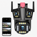 LANTUN 839F 2 Wi Fi PTZ - Para Exteriores con Triple Lente, Visión Nocturna y Sirena
