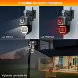 LANTUN 839F 2 Wi Fi PTZ - Para Exteriores con Triple Lente, Visión Nocturna y Sirena