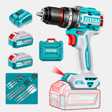 Taladro Percutor Atornillador Industrial TOTAL 20V Brushless 96 Nm - con 2 Baterías de 4.0 Ah