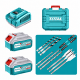 Taladro Percutor Atornillador Industrial TOTAL 20V Brushless 96 Nm - con 2 Baterías de 4.0 Ah